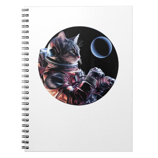 Astronaut kat met planeet notitieboek (Voorkant)