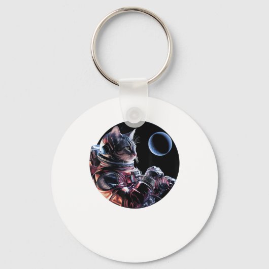 Astronaut kat met planeet sleutelhanger (Voorkant)