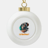 Astronaut kat of ruimtekat keramische bal ornament (Voorkant)