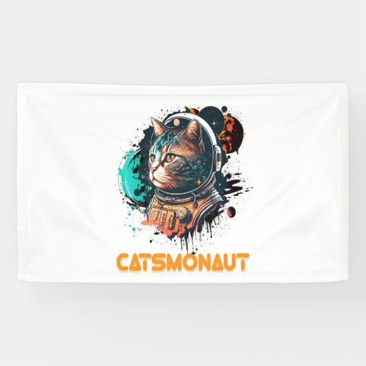 Astronaut kat of ruimtekat spandoek (Horizontaal)