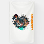 Astronaut kat of ruimtekat spandoek (Verticaal)