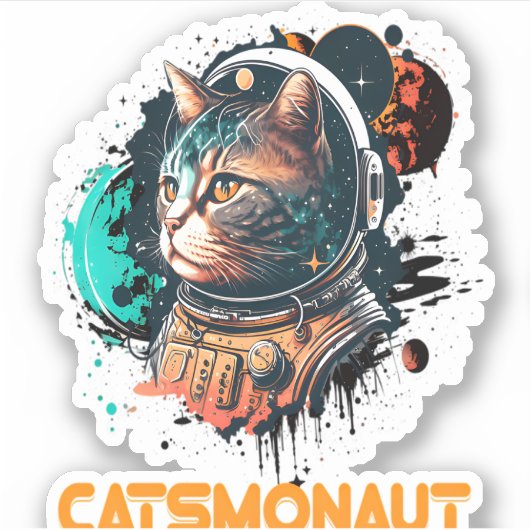 Astronaut kat of ruimtekat sticker (Voorkant)