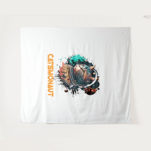 Astronaut kat of ruimtekat wandkleed (Voorkant (horizontaal))