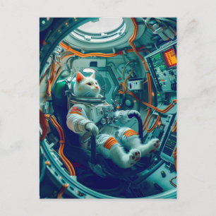 Astronaut Kat op een Missie door de Eindeloze Gala Feestdagenkaart