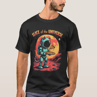 Astronaut Kat Pizza Planeet Ruimte Sci-Fi Kosmisch T-shirt