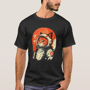 Astronaut Kat Portret Kosmische Ruimte Kitty Grafi T-shirt