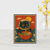 Astronaut Kat Ramen Japanse Grafische T-shirts Man Kaart (Gele Bloem)