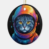 Astronaut Kat Ruimte Grappige Kat Liefhebber Keramisch Ornament (Links)