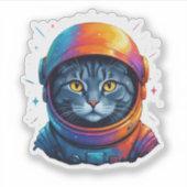 Astronaut Kat Ruimte Grappige Kat Liefhebber Sticker (Voorkant)