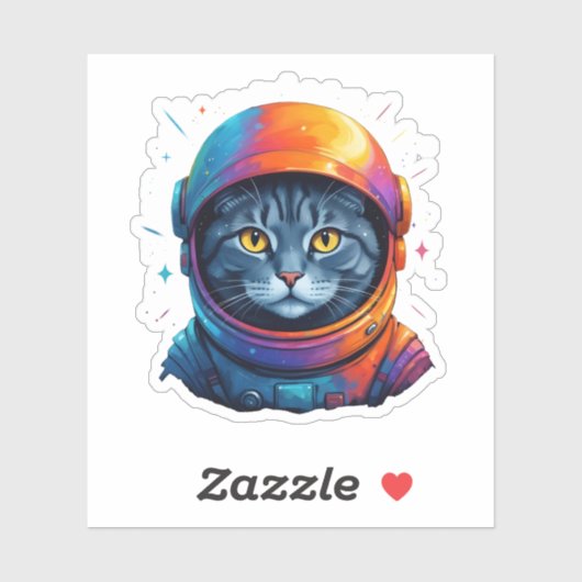 Astronaut Kat Ruimte Grappige Kat Liefhebber Sticker (Vel)