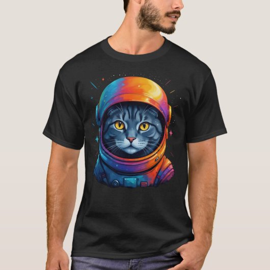 Astronaut Kat Ruimte Grappige Kat Liefhebber T-shirt (Voorkant)