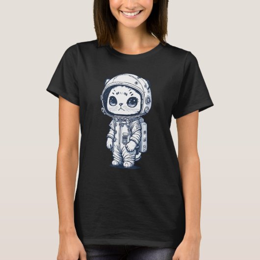 Astronaut Kat Ruimte Kat Kitten T-shirt (Voorkant)