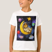 Astronaut kat slaapt op de maan t-shirt (Voorkant)