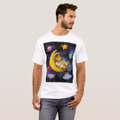 Astronaut kat slaapt op de maan t-shirt (Voorkant volledig)