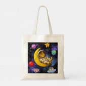 Astronaut kat slaapt op de maan tote bag (Achterkant)