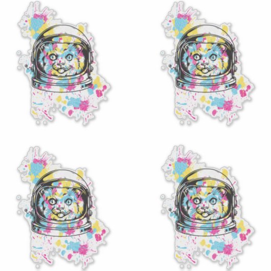 Astronaut Kat Sticker (Voorkant)