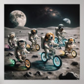 Astronaut katten en honden op maan poster (Voorkant)