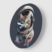 Astronaut Katten In De Ruimte Aquarel Kunst Grote Klok (Hoek)