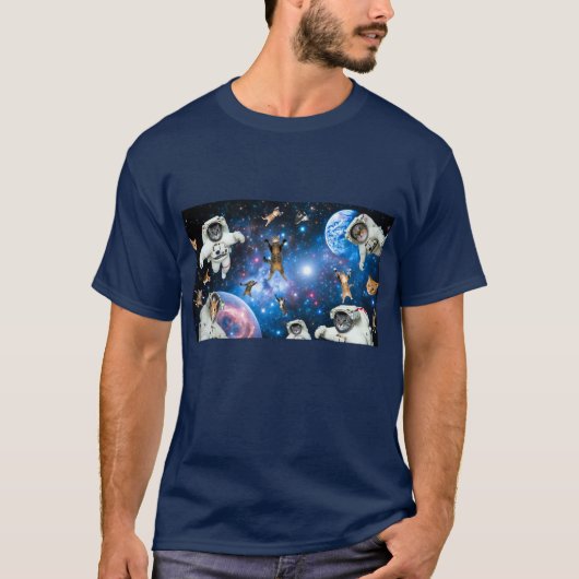 Astronaut katten in de ruimte t-shirt (Voorkant)