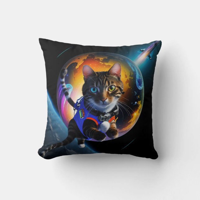Astronaut kattenkussen kussen (Voorkant)
