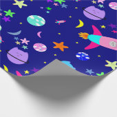 astronaut katteschip sterrenstelsel cadeaupapier (Hoek)