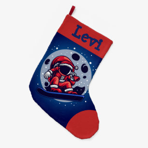 Astronaut Kerstman in de ruimte grote kerstsok