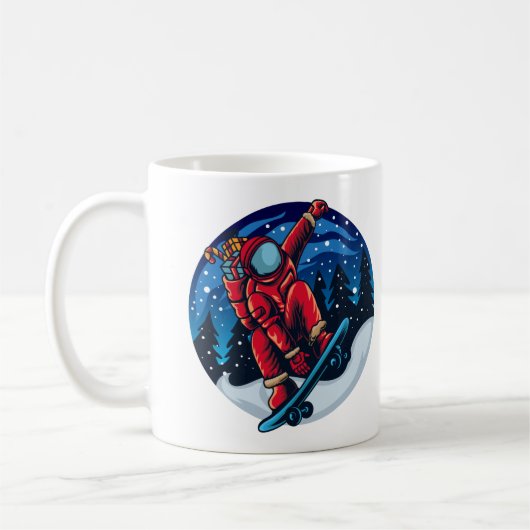 Astronaut Kerstman Met Skateboard Koffiemok (Links)