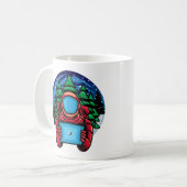 Astronaut Kerstman Met Tafel Koffiemok (Voorkant links)