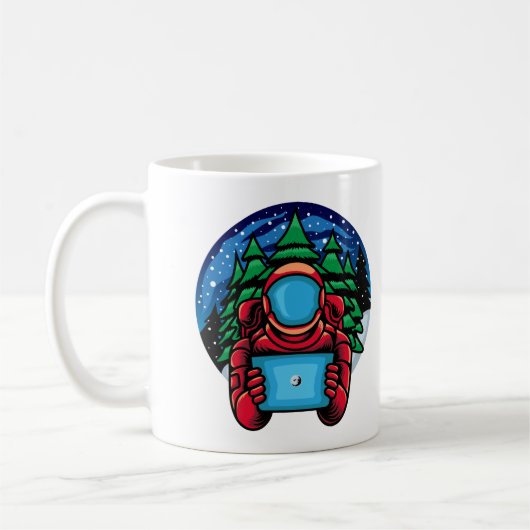 Astronaut Kerstman Met Tafel Koffiemok (Links)