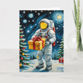 Astronaut Kerstviering Feestdagen Kaart (Voorkant)