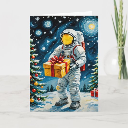 Astronaut Kerstviering Feestdagen Kaart (Voorkant)