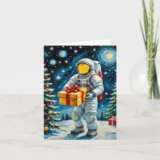 Astronaut Kerstviering Feestdagen Kaart (Voorkant)