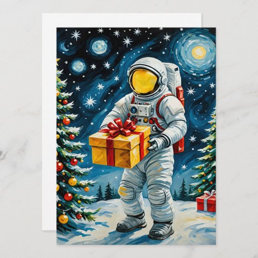 Astronaut Kerstviering Feestdagenkaart (Voorkant / Achterkant)