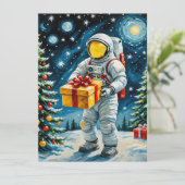 Astronaut Kerstviering Feestdagenkaart (Staand voorkant)