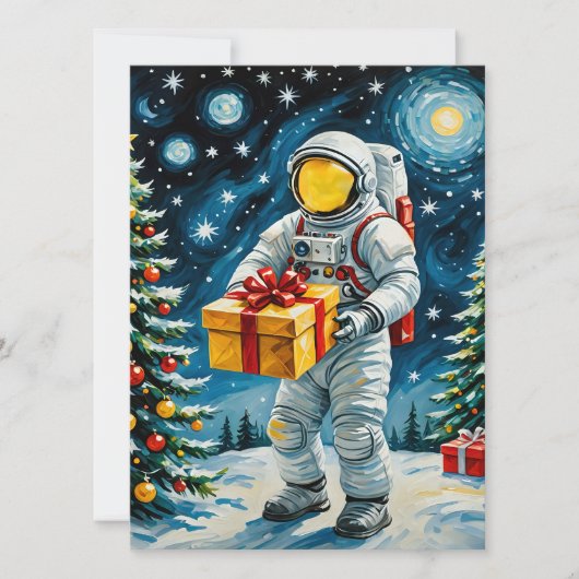 Astronaut Kerstviering Feestdagenkaart (Voorkant)