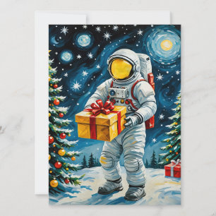 Astronaut Kerstviering Feestdagenkaart