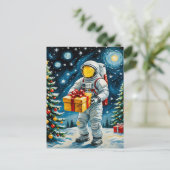 Astronaut Kerstviering Feestdagenkaart (Staand voorkant)