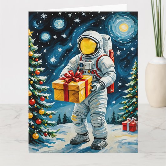 Astronaut Kerstviering Kaart (Voorkant)