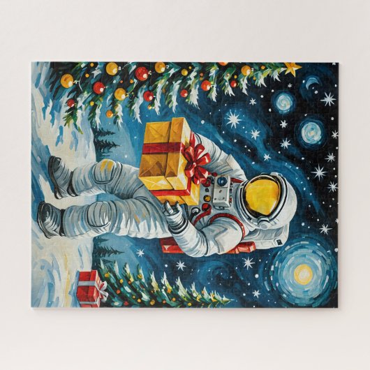 Astronaut Kerstviering Legpuzzel (Horizontaal)