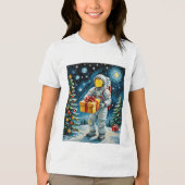 Astronaut Kerstviering Tri-Blend Shirt (Voorkant)