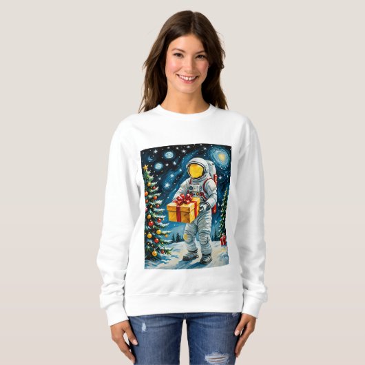Astronaut Kerstviering Trui (Voorkant volledig)