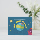 Astronaut Kids Birthday Briefkaart (Staand voorkant)