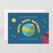 Astronaut Kids Birthday Briefkaart (Voorkant / Achterkant)