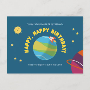 Astronaut Kids Birthday Briefkaart