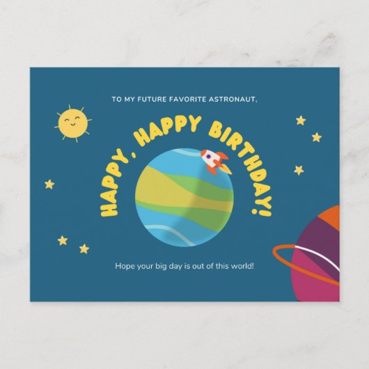 Astronaut Kids Birthday Briefkaart (Voorkant)