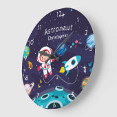 Astronaut kind op de maan, monogramme naam grote klok (Hoek)