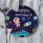 Astronaut kind op de maan, monogramme naam ronde button 6,0 cm (In situ)