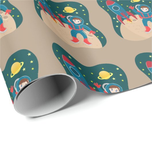 Astronaut kind op het verjaardagsfeestje van de ma cadeaupapier (Rol Hoek)
