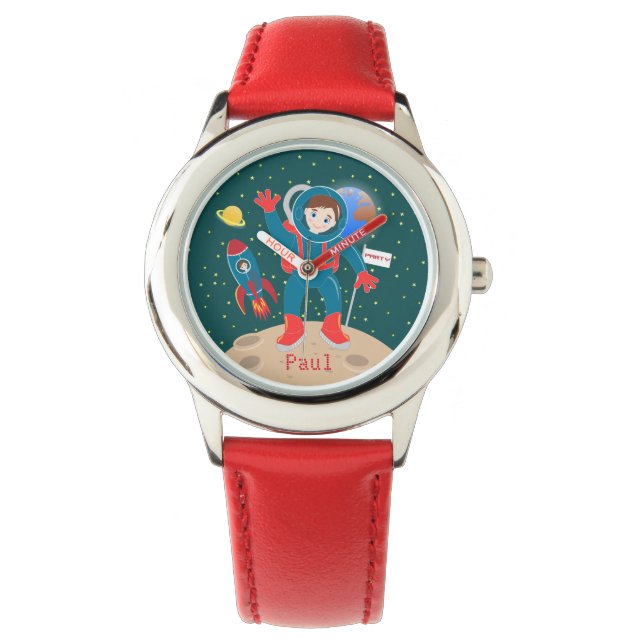 Astronaut kind op het verjaardagsfeestje van de ma horloge (Voorkant)