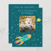 Astronaut kind op het verjaardagsfeestje van de ma kaart (Voorkant / Achterkant)